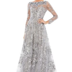 Mac Duggal | Dresses | Mac Duggal Nwt Boat Neck Long Sheer Sleeve ...